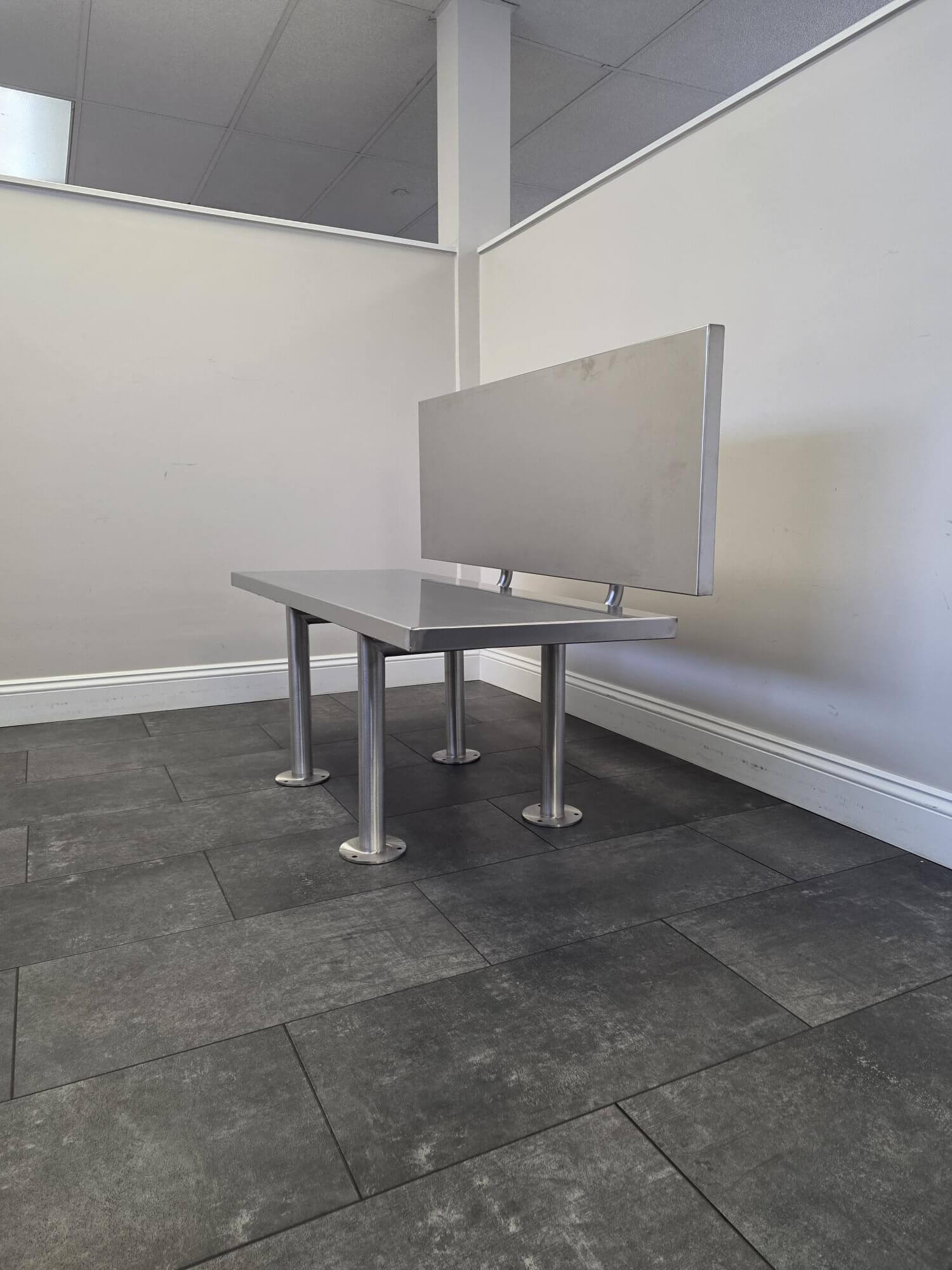 EZ ADA Stainless Steel Locker Bench with Back Support Kit