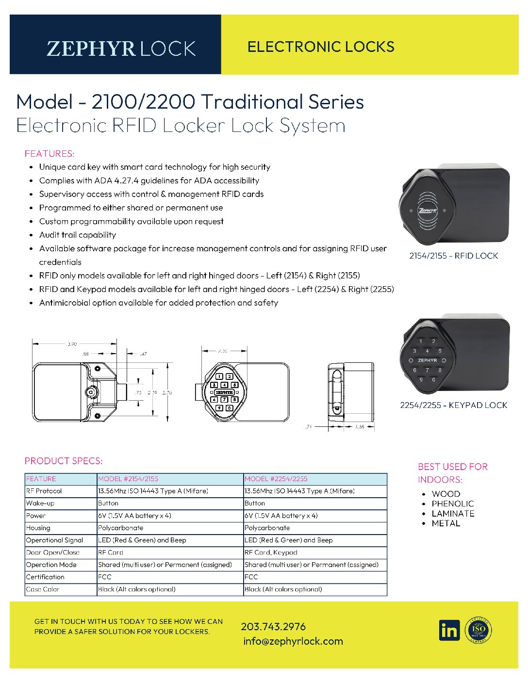 Zephyr RFID Electronic Locks, Card Controlled Robinson Steel Co.