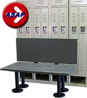 ADA Plastic Locker Room Bench W/Back Support and Choice of Pedestals