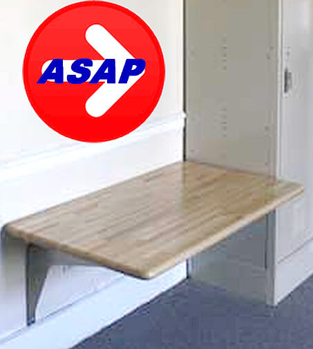 ADA Locker Room Bench with Hardwood Top and Powder Coated CHAMPAGNE Steel Pedestals 42 L x 20 W x 17.5 H 