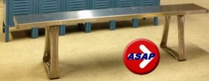 Stainless Steel Locker Room Bench and Free Standing Pedestals