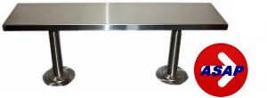 Stainless Steel Locker Room Bench and Pedestals